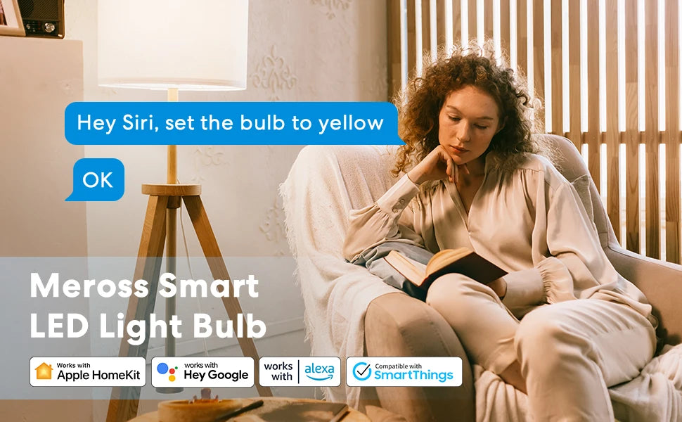 Ampoule Connectée WiFi Meross RGBWW - E27 - 16M couleurs - 810lm - HomeKit & Alexa - Sans Hub