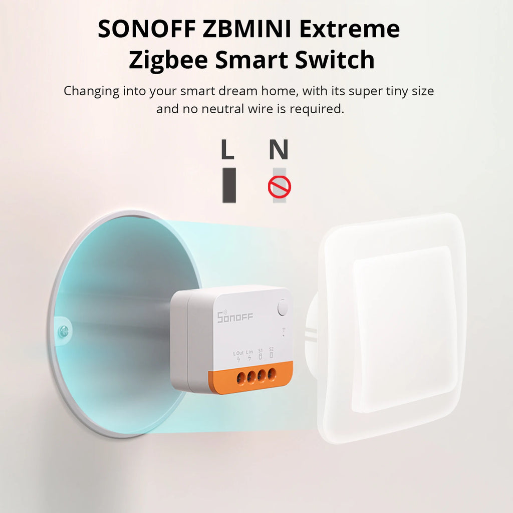 Micro-Module Zigbee SONOFF ZBMINIL2 - Sans Neutre - Ultra Compact - Va-et-vient - Alexa & HA