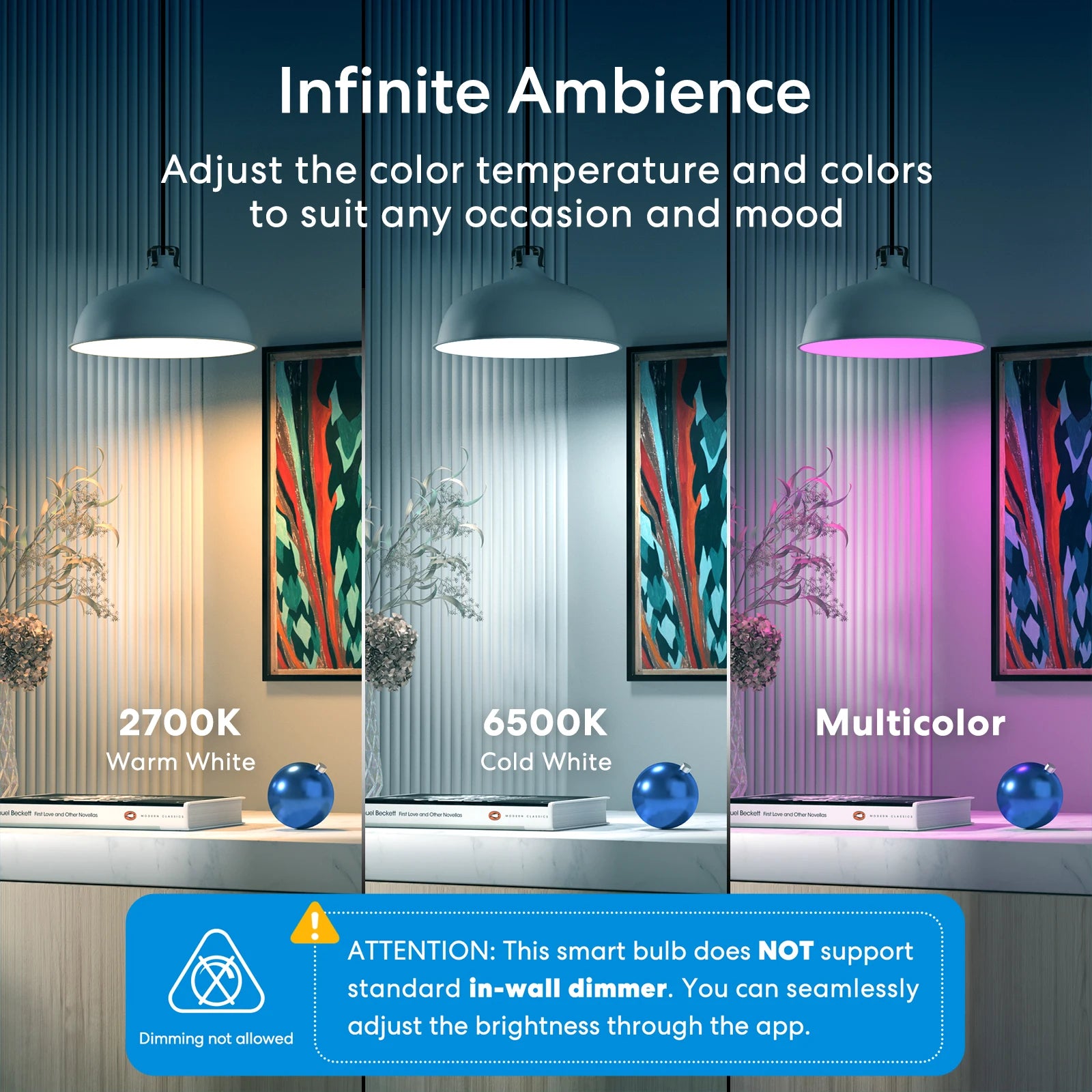 Ampoule Connectée WiFi Meross RGBWW - E27 - 16M couleurs - 810lm - HomeKit & Alexa - Sans Hub