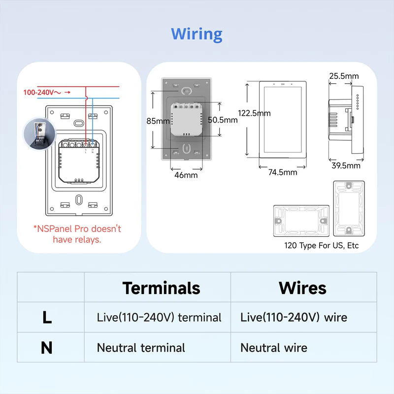 SONOFF NSPanel Pro 120 - Panneau Tactile 4,7" - Hub Zigbee & Matter Intégré - Home Assistant