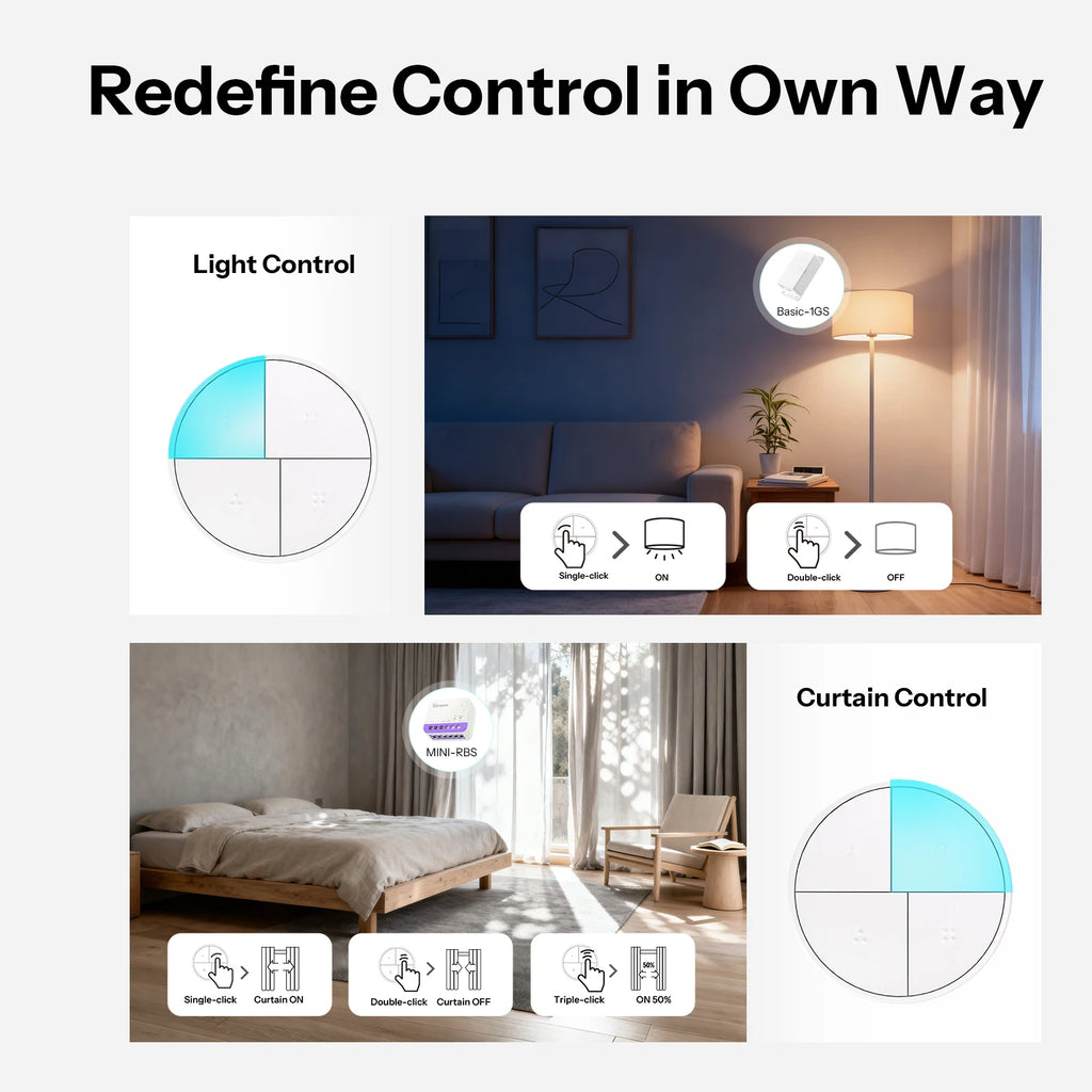 Bouton Scene Zigbee SONOFF Orb SNZB-01M - 4 Boutons - 16 Actions - Double Protocole - 4 ans