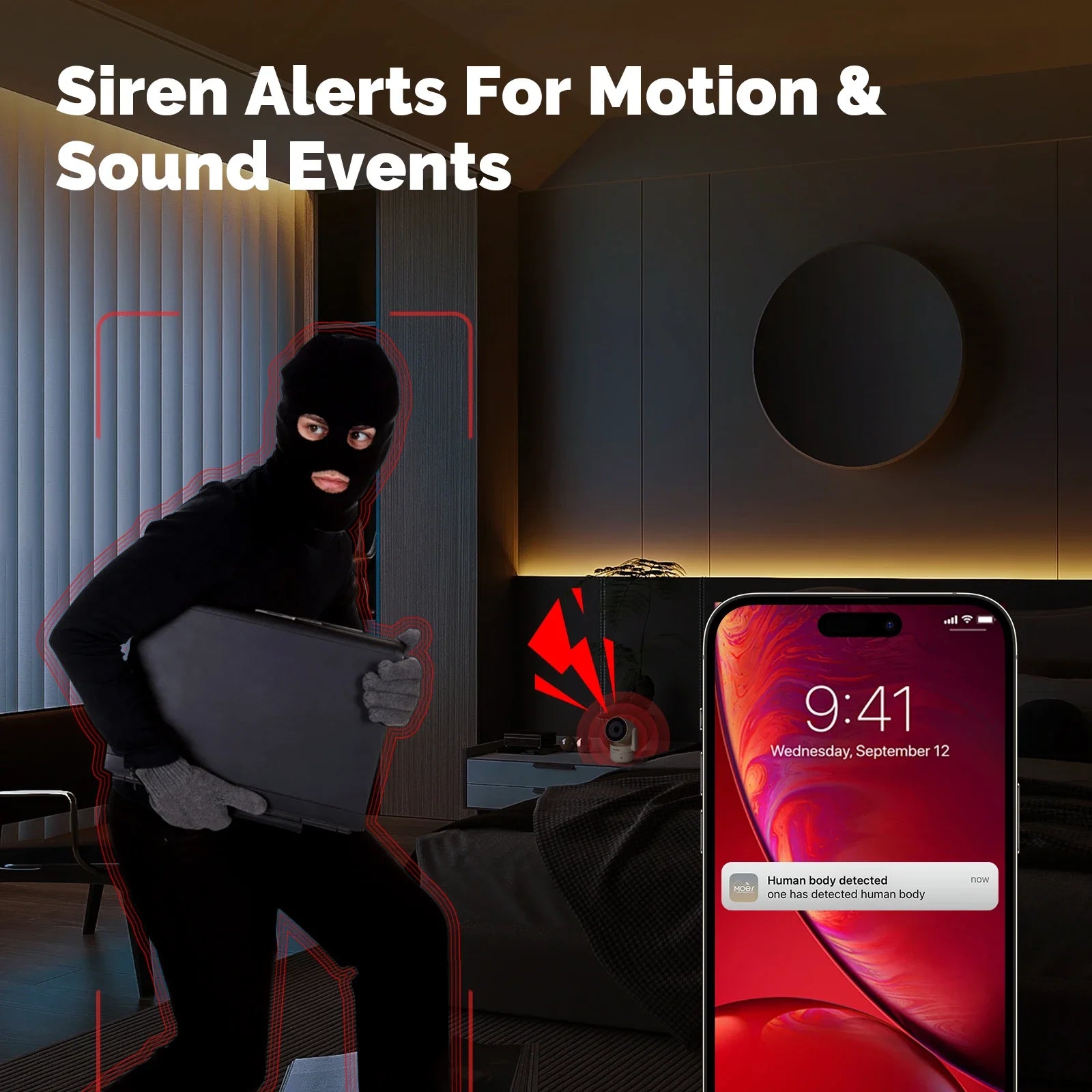 Caméra Intérieure MOES P52 1080P | Pan/Tilt 360° | Suivi Auto | Alexa & Google