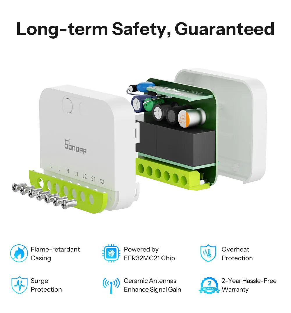Micro-Module Zigbee SONOFF MINI DUO ZB2GS - 2 Canaux - 10A/16A - Repeteur Zigbee - Avec Neutre