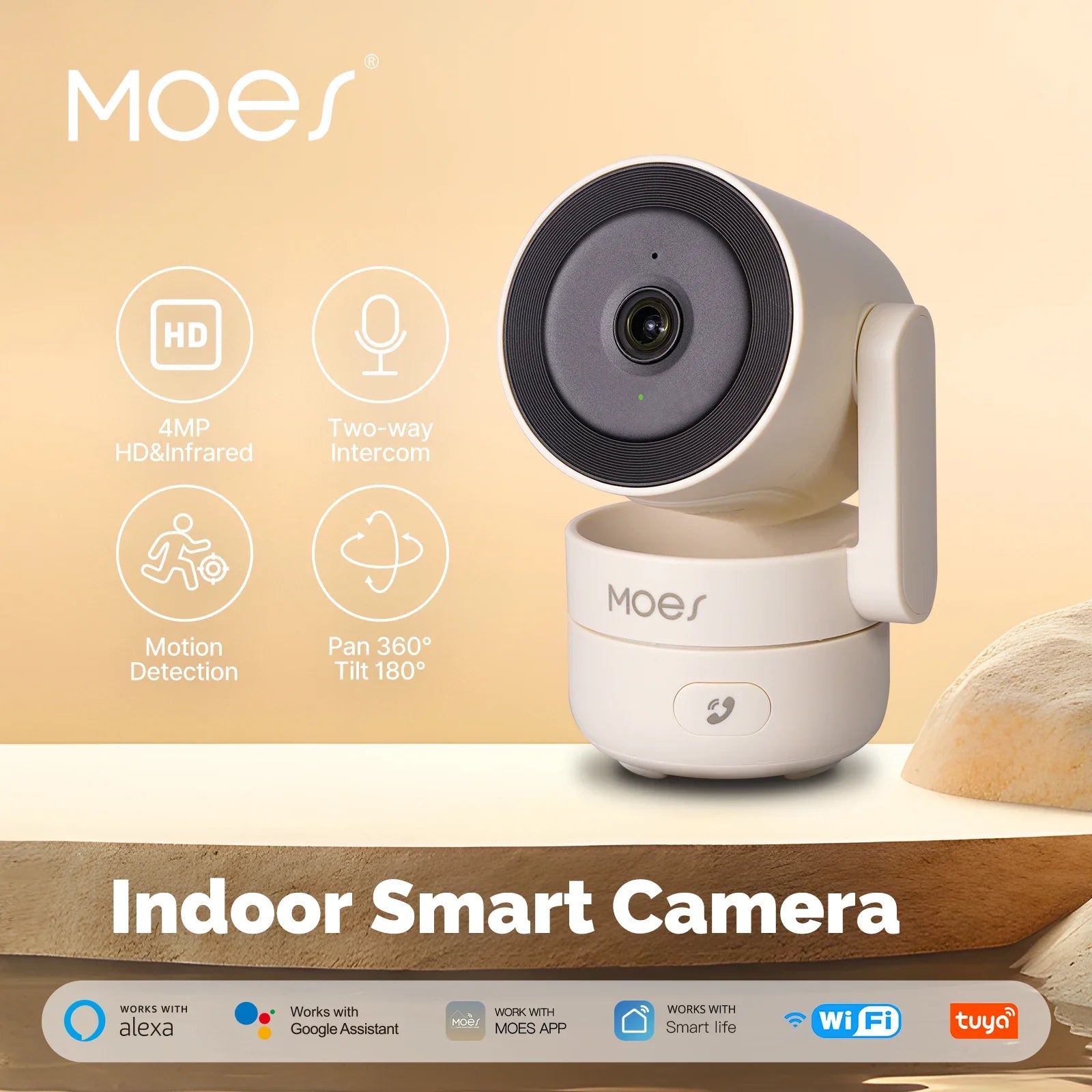 Caméra Intérieure WiFi MOES P52 - 1080P PTZ 360° - Suivi Automatique - Vision Nocturne
