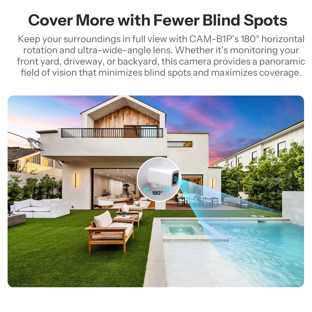Caméra Extérieure WiFi SONOFF CAM-B1P - 2K QHD - Détection IA - Rotation 180° - IP65
