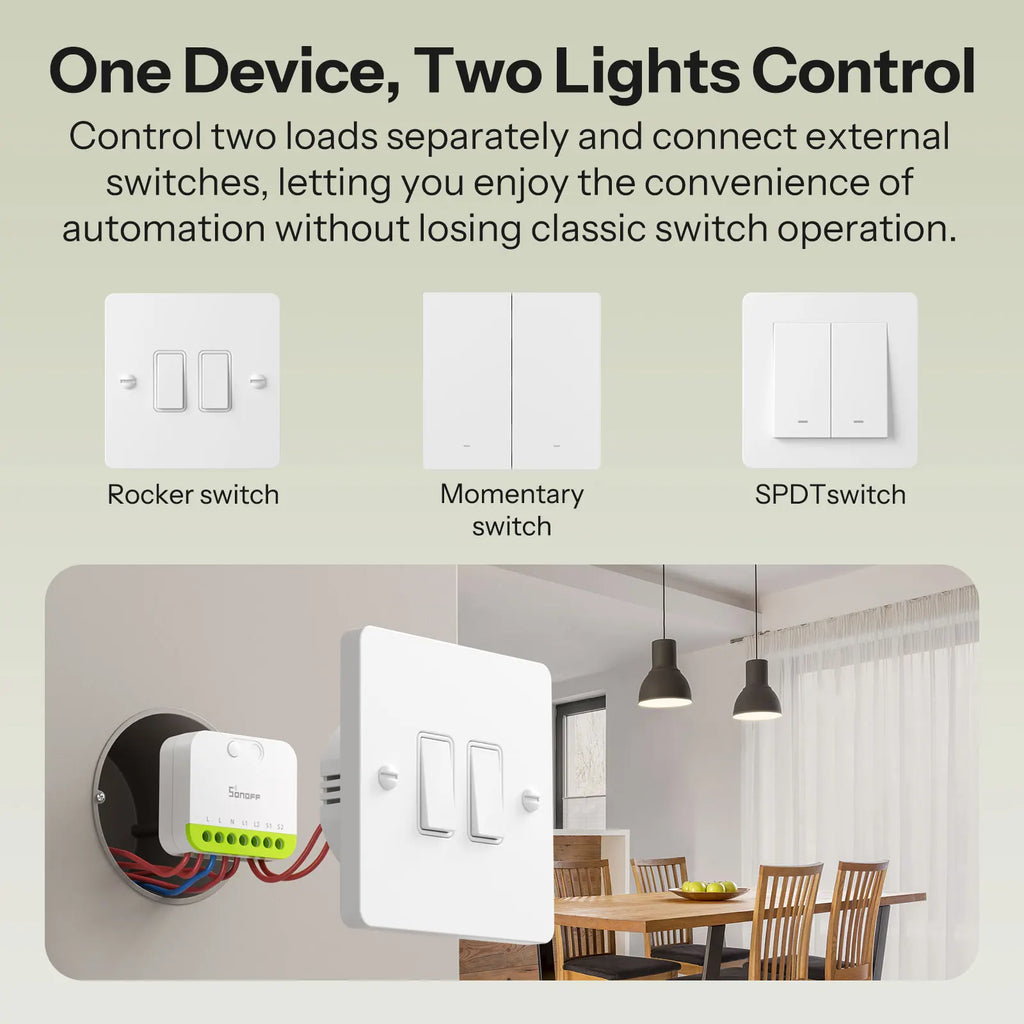 Micro-Module Zigbee SONOFF MINI DUO ZB2GS - 2 Canaux - 10A/16A - Repeteur Zigbee - Avec Neutre