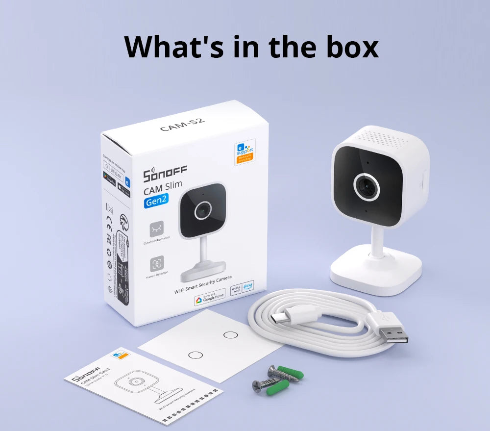 Camera Interieure WiFi SONOFF CAM Slim Gen2 - 1080P - Detection IA Humaine - Vision Nocturne - RTSP