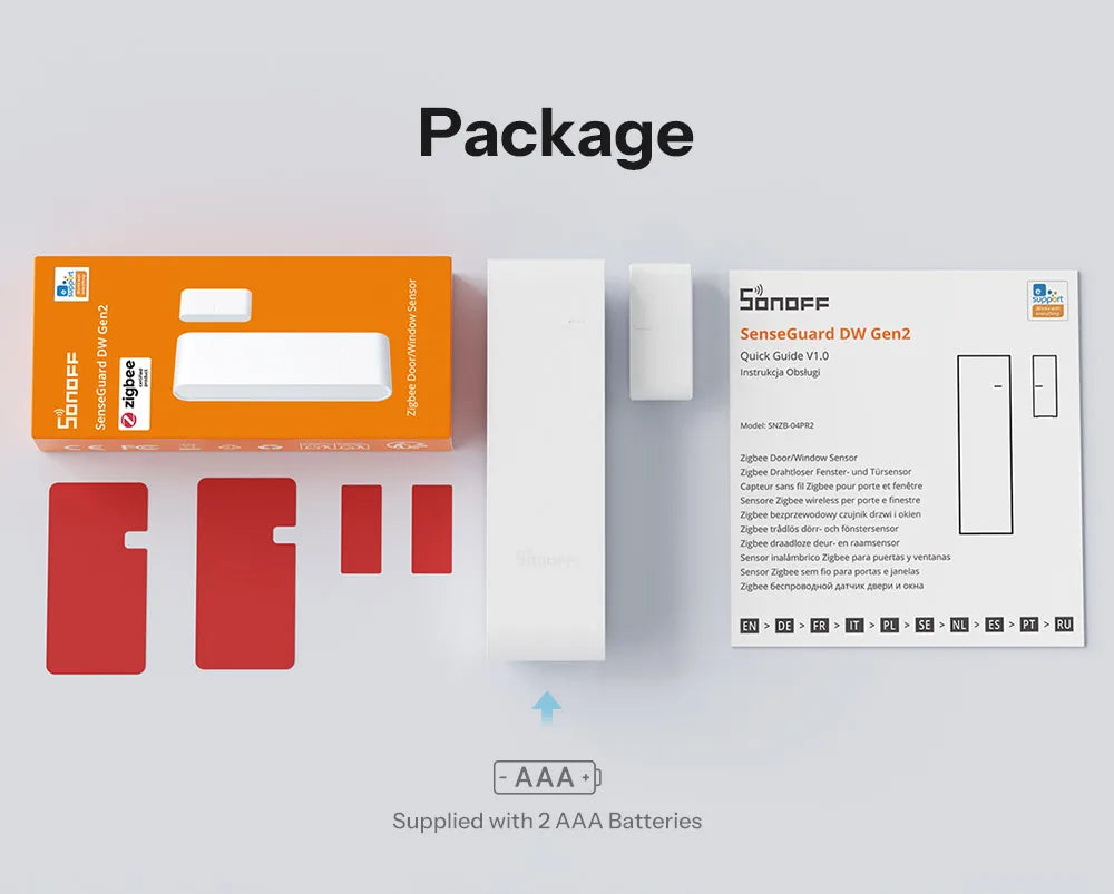 Détecteur d'Ouverture Zigbee SONOFF SenseGuard Gen2 SNZB-04PR2 - Anti-Sabotage - Piles AAA - 3 ans