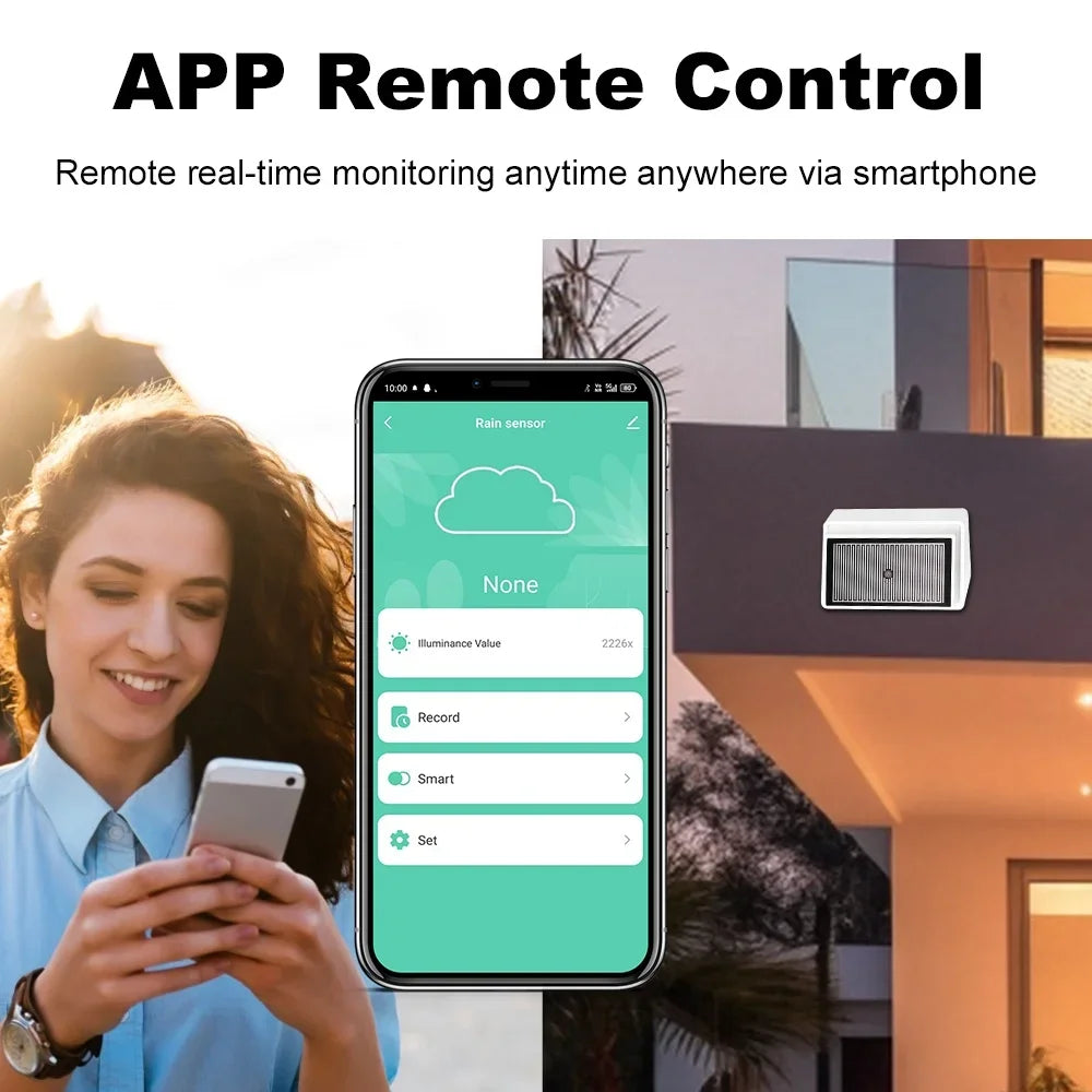 Capteur de Pluie & Luminosité Zigbee Tuya - 2 en 1 - IPX4 Extérieur - Home Assistant Z2M
