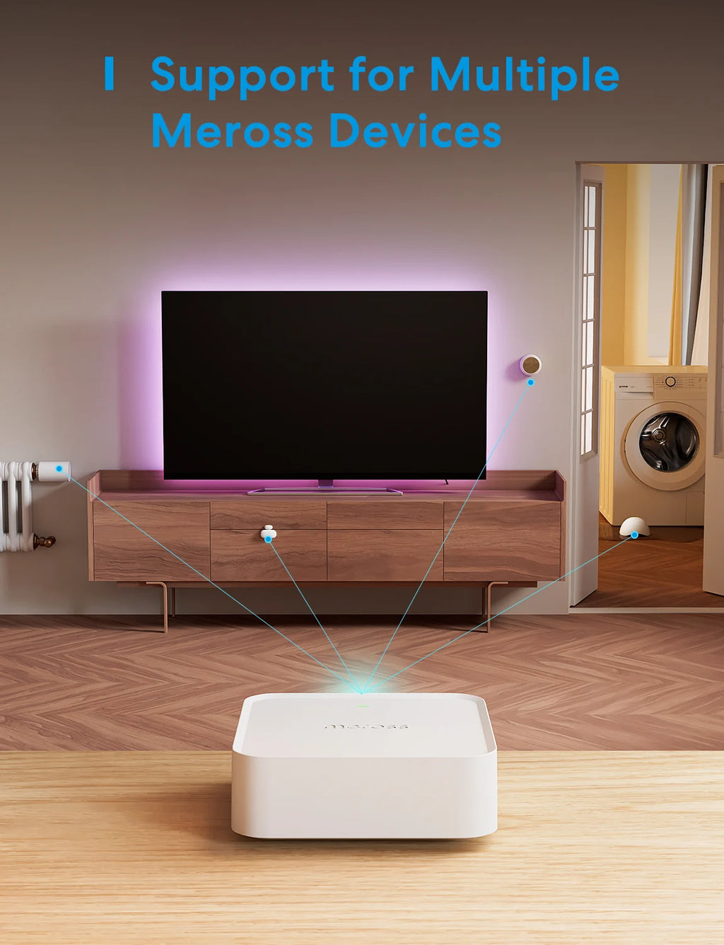 Hub WiFi Meross MSH400 - Passerelle 433 MHz - 24 Appareils - Alarme 110dB - HomeKit & Alexa
