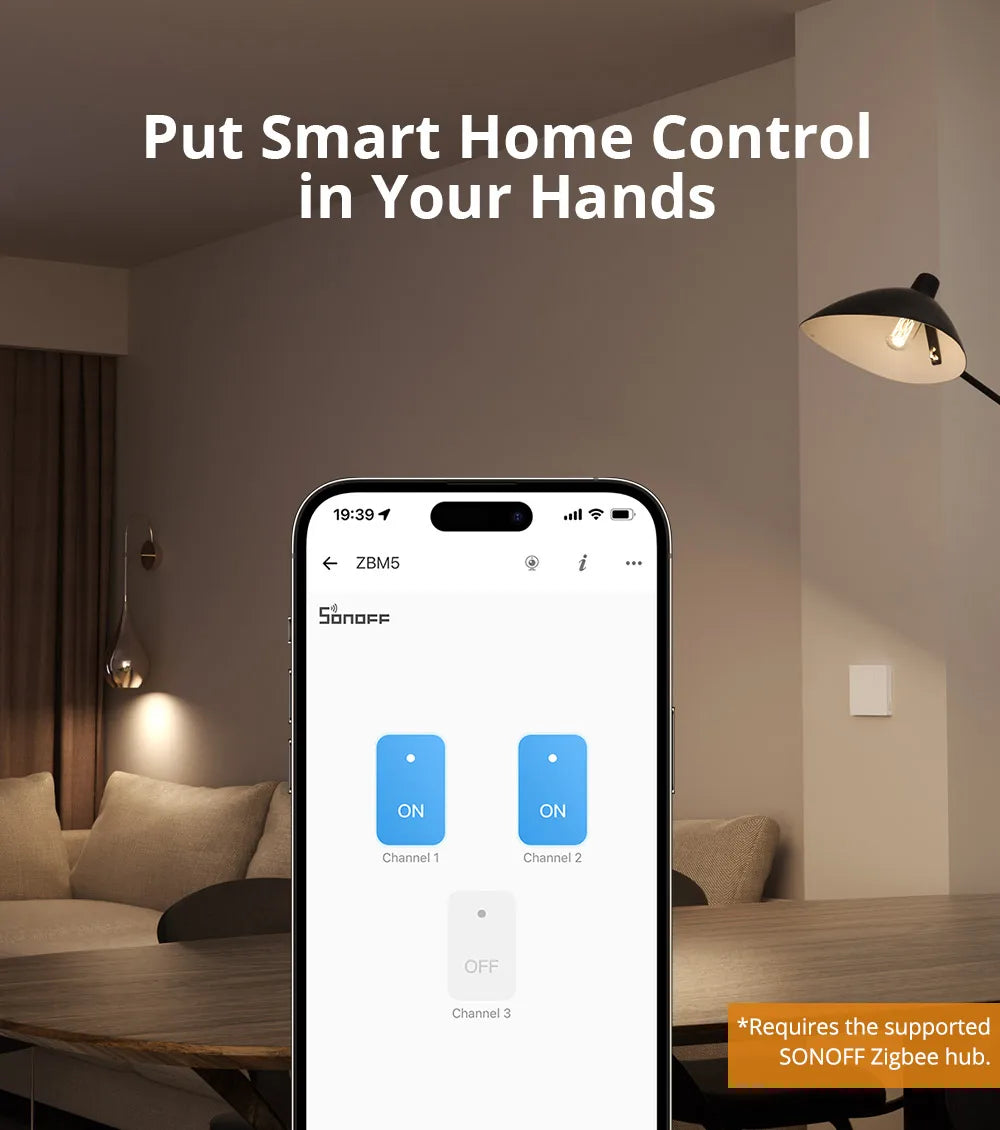 Interrupteur Mural Zigbee SONOFF ZBM5 - 1/2/3 Boutons - Avec ou Sans Neutre - Detach Relay - Format 80/86mm
