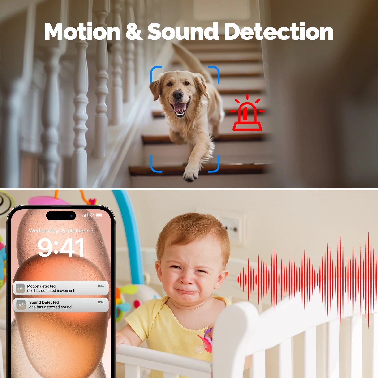 Caméra Intérieure MOES P52 1080P | Pan/Tilt 360° | Suivi Auto | Alexa & Google