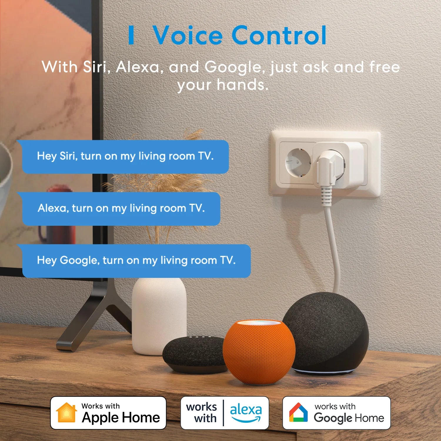 Prise Connectée WiFi Meross MSS210P - 16A - Suivi Énergie - HomeKit & Alexa - Sans Hub