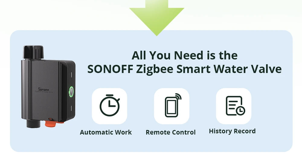 Vanne d'Arrosage Connectée Zigbee SONOFF SWV - Suivi Consommation Eau - IP55 - Programmation