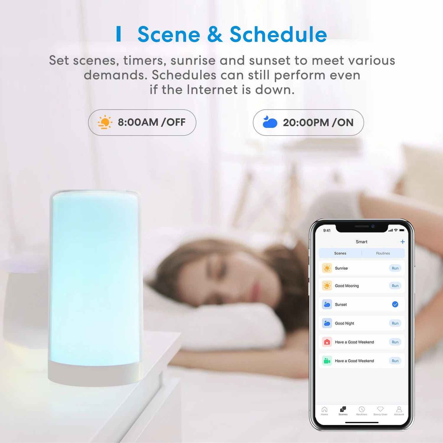 Lampe de Chevet WiFi Meross MSL430 - RGBWW - Variateur Tactile - 2700K-6500K - HomeKit & Alexa