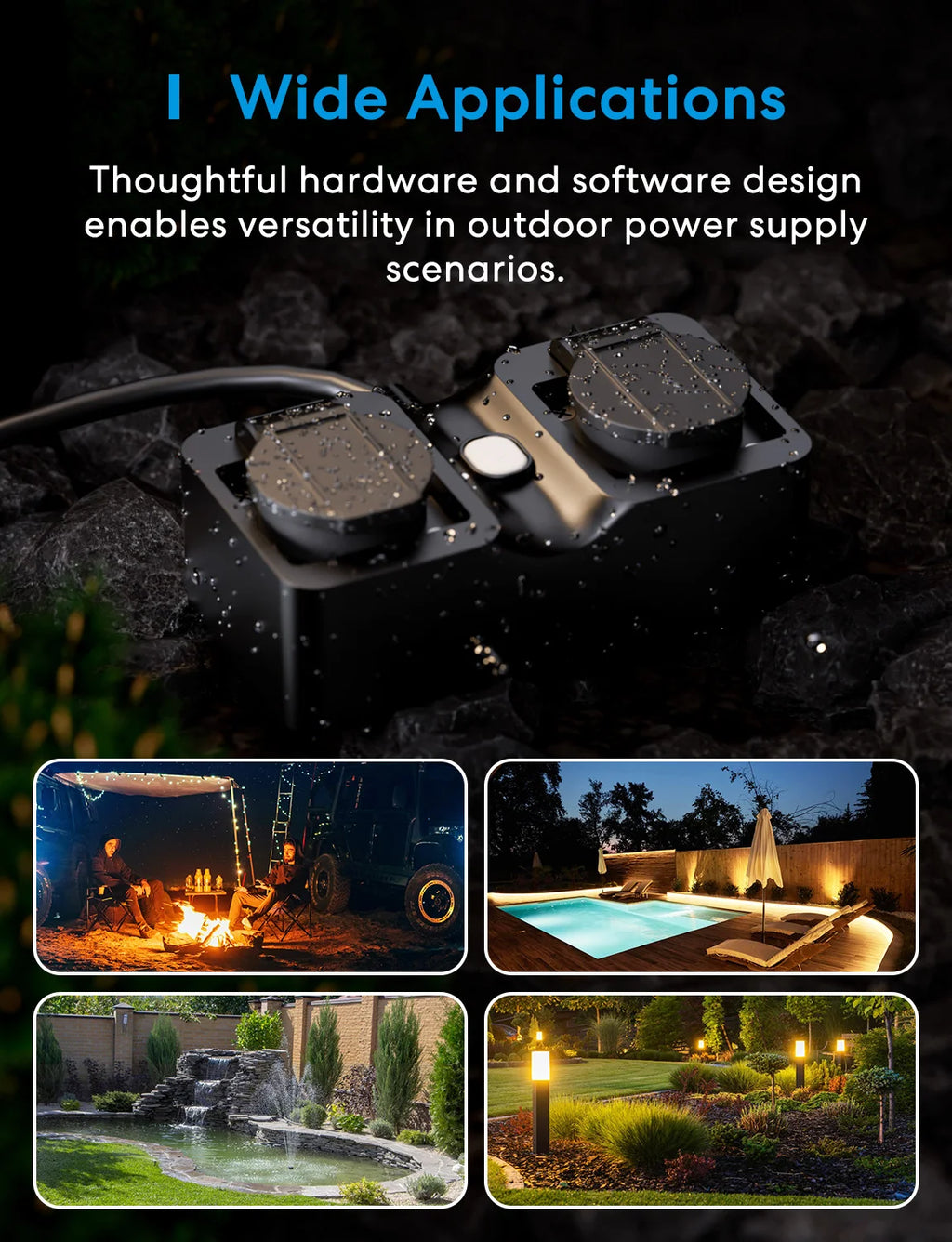 Prise Extérieure WiFi Matter Meross IP44 - 2 Prises 16A - Suivi Énergie - HomeKit & Alexa
