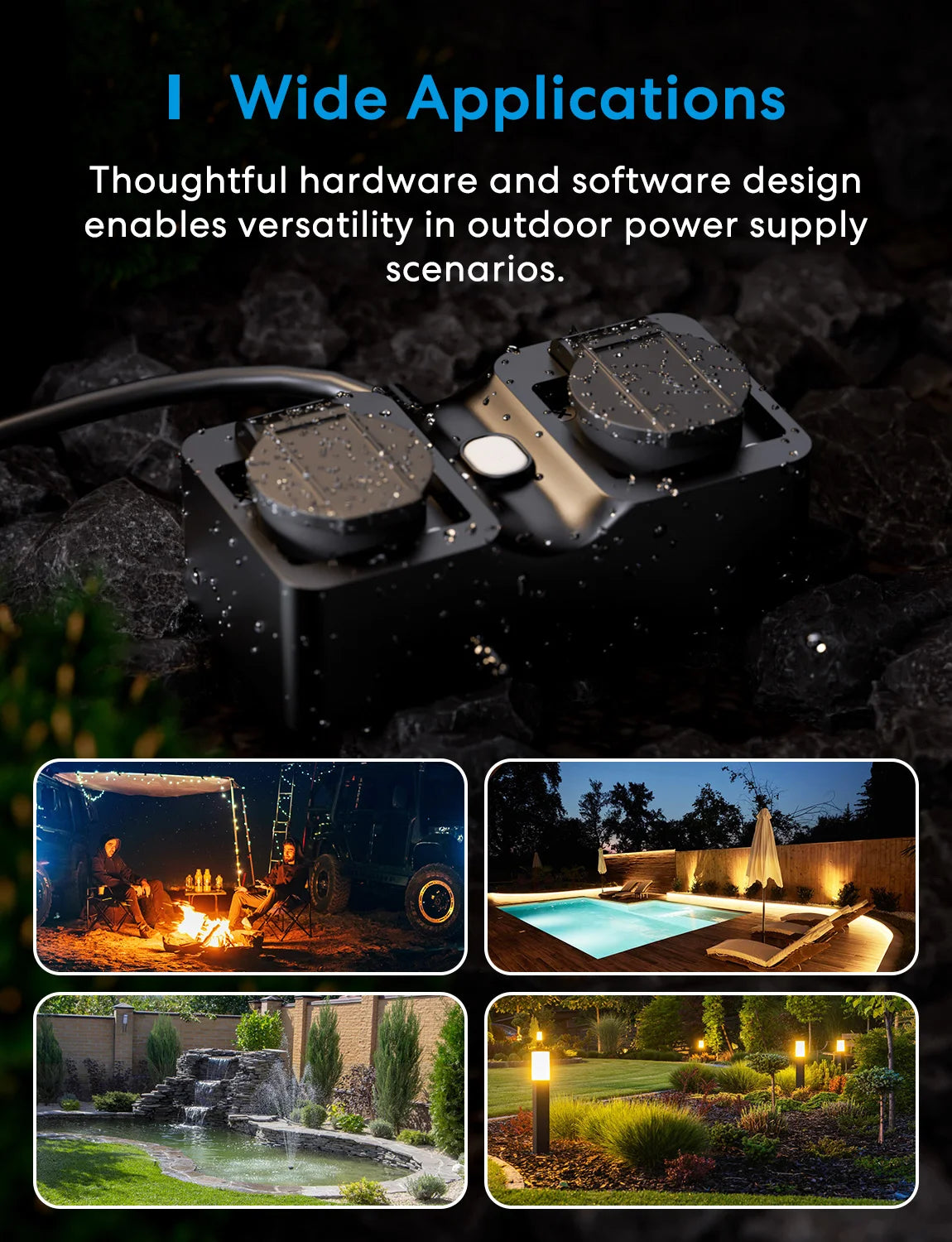 Prise Extérieure WiFi Matter Meross IP44 - 2 Prises 16A - Suivi Énergie - HomeKit & Alexa