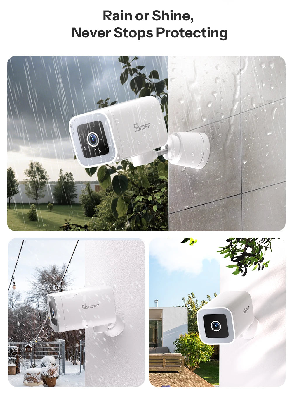 Caméra Extérieure WiFi SONOFF CAM-B1P - 2K QHD - Détection IA - Rotation 180° - IP65