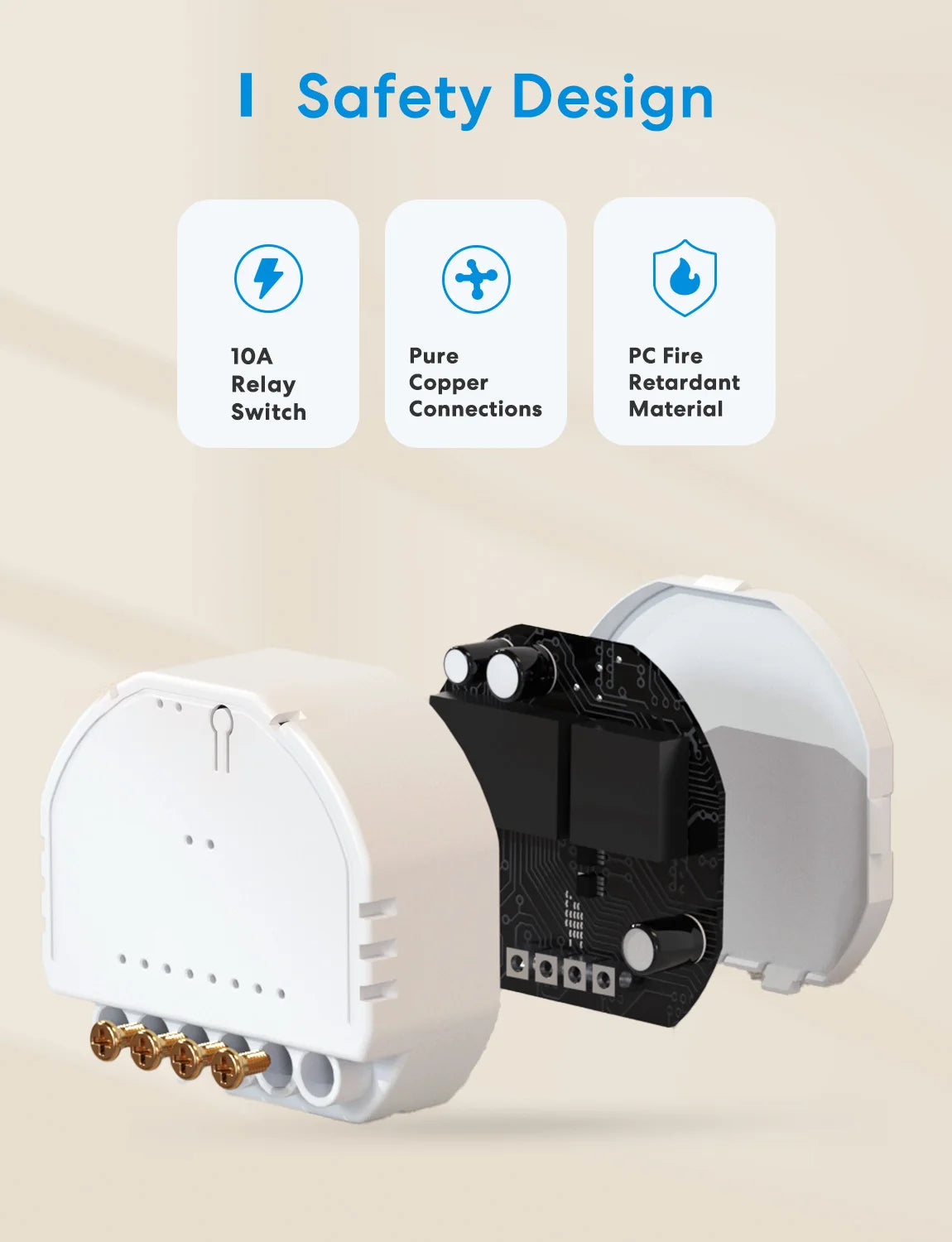 Micro-Module Encastrable Matter Meross MSS815 - WiFi - Suivi Énergie - HomeKit & Alexa - Neutre