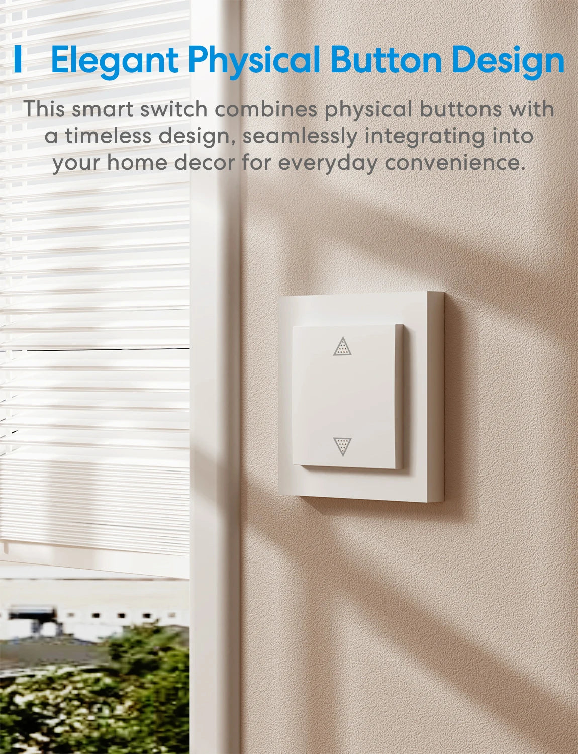Interrupteur Volet Roulant Matter Meross MRS105 - WiFi - Calibration Auto - HomeKit & Alexa - Neutre