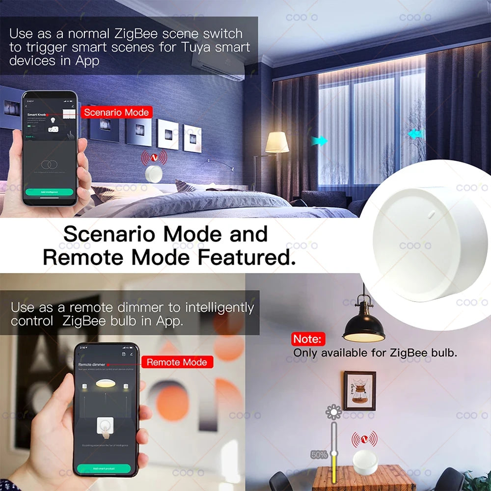 Bouton Rotatif Zigbee Smart Knob - Variateur & Scènes Sans Fil - Tuya & Zigbee2MQTT - IP55