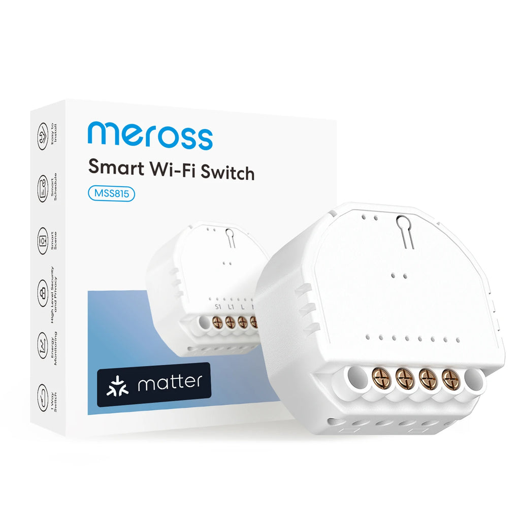 Micro-Module Encastrable Matter Meross MSS815 - WiFi - Suivi Énergie - HomeKit & Alexa - Neutre