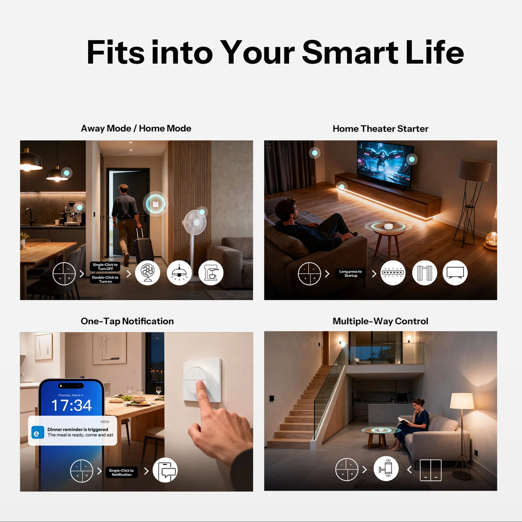 Bouton Scene Zigbee SONOFF Orb SNZB-01M - 4 Boutons - 16 Actions - Double Protocole - 4 ans