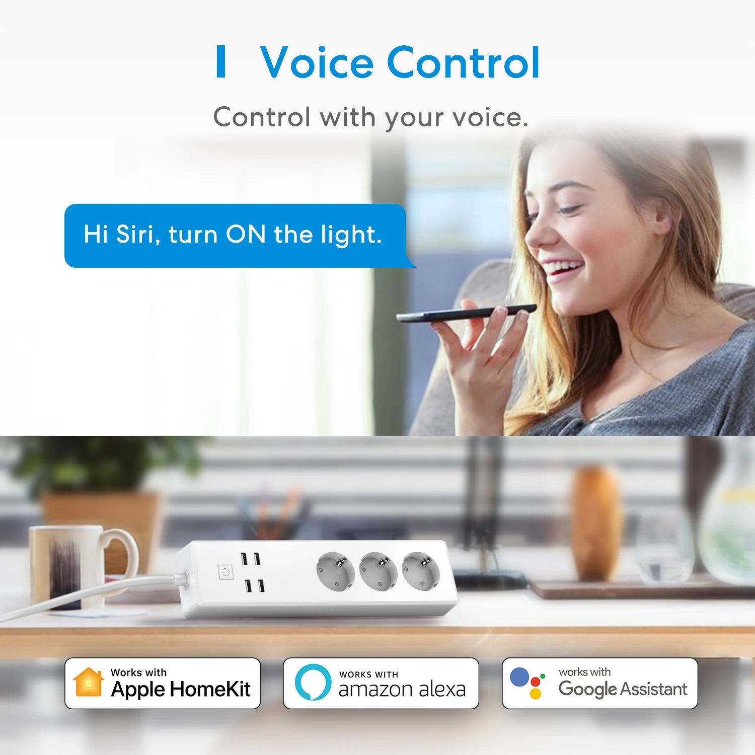 Multiprise Connectee WiFi Meross MSS425E - 3 Prises - 4 USB - HomeKit & Alexa - Sans Hub