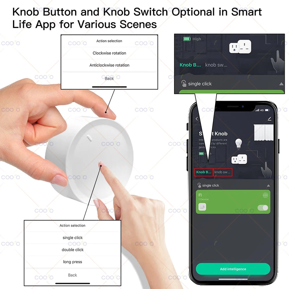 Bouton Rotatif Zigbee Smart Knob - Variateur & Scènes Sans Fil - Tuya & Zigbee2MQTT - IP55