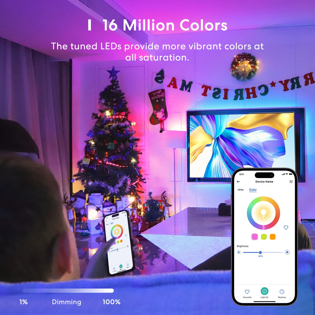 Ampoule Connectée WiFi Meross RGBWW - E27 - 16M couleurs - 810lm - HomeKit & Alexa - Sans Hub