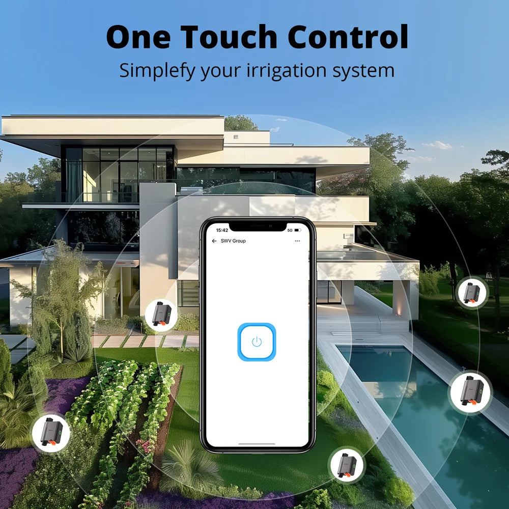 Vanne d'Arrosage Connectée Zigbee SONOFF SWV - Suivi Consommation Eau - IP55 - Programmation
