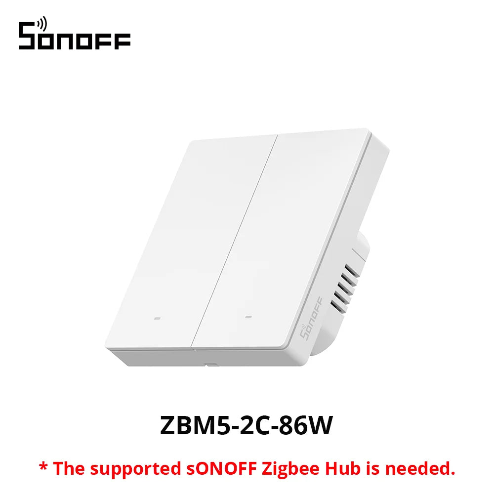 Interrupteur Mural Zigbee SONOFF ZBM5 - 1/2/3 Boutons - Avec ou Sans Neutre - Detach Relay - Format 80/86mm