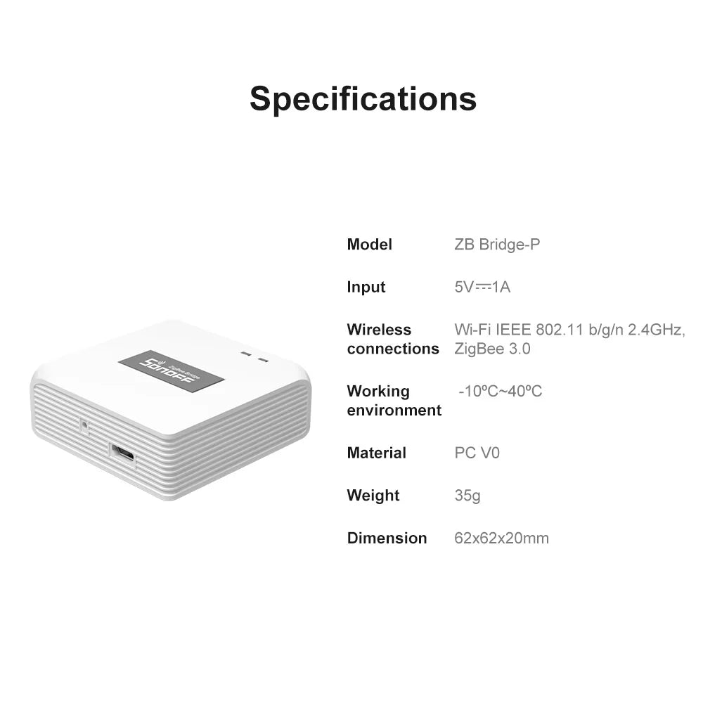 Passerelle Zigbee 3.0 SONOFF ZBBridge-P - 128 Appareils - Scènes Locales - Sécurité Maison