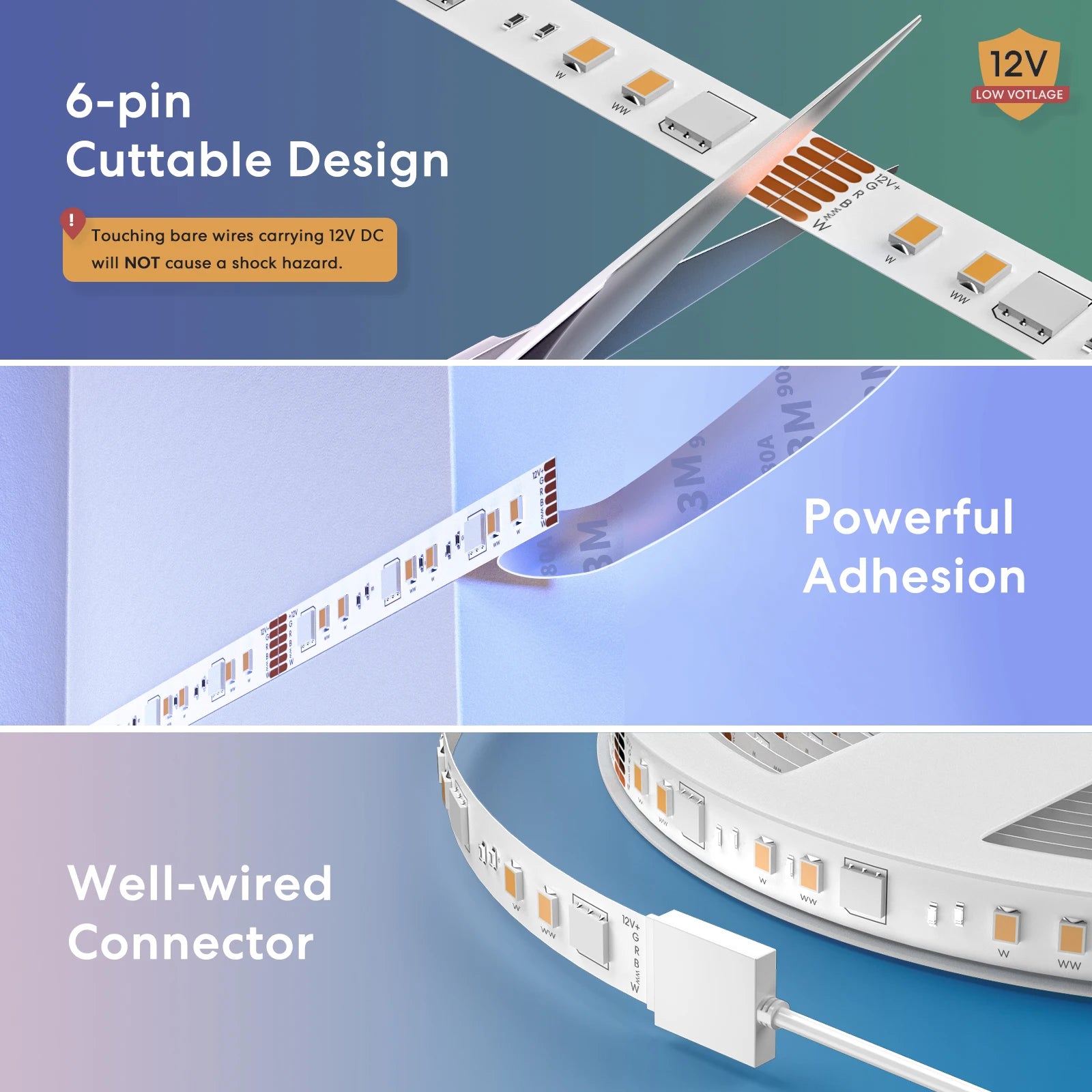 Ruban LED Connecté WiFi Meross RGBWW 5m - 16M Couleurs - HomeKit & Alexa - Sans Hub
