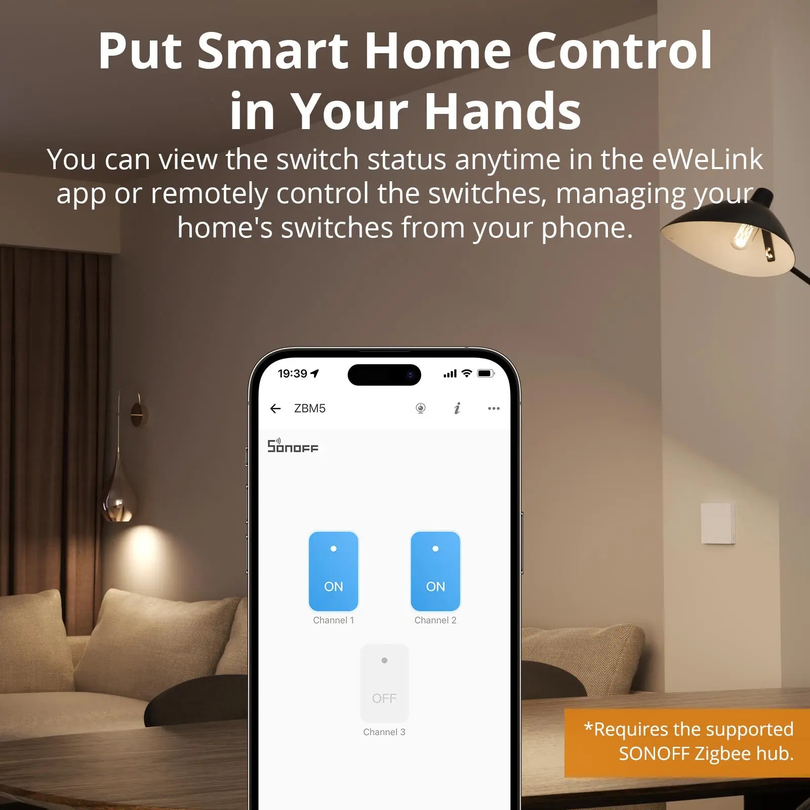 Interrupteur Mural Zigbee SONOFF ZBM5 - 1/2/3 Boutons - Avec ou Sans Neutre - Detach Relay - Format 80/86mm
