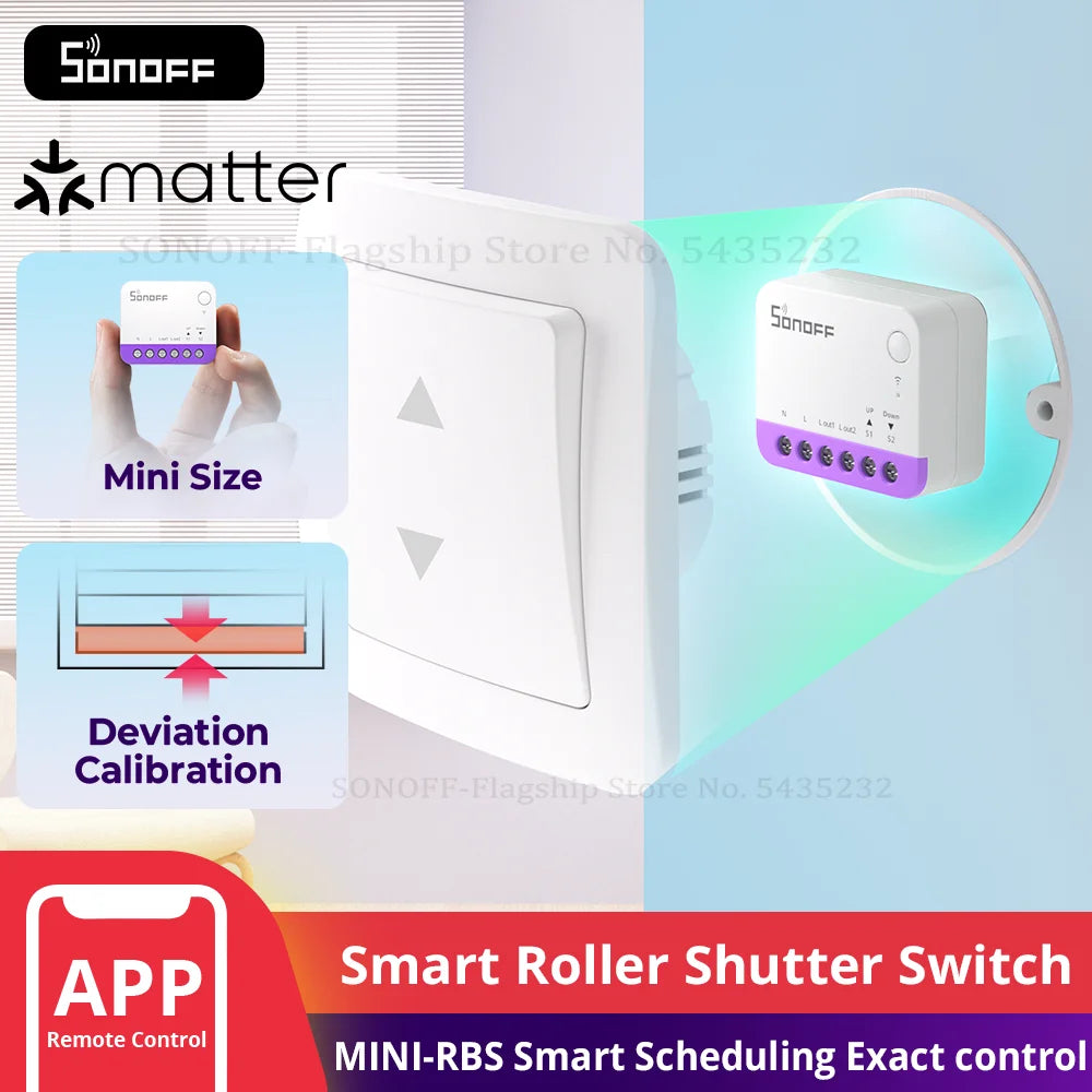 Module Volet Roulant Matter SONOFF MINI-RBS - WiFi - Controle % - Calibration Auto - HomeKit & Alexa
