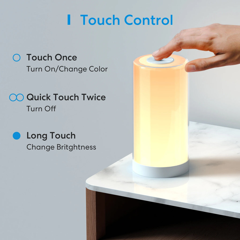 Lampe de Chevet WiFi Meross MSL430 - RGBWW - Variateur Tactile - 2700K-6500K - HomeKit & Alexa