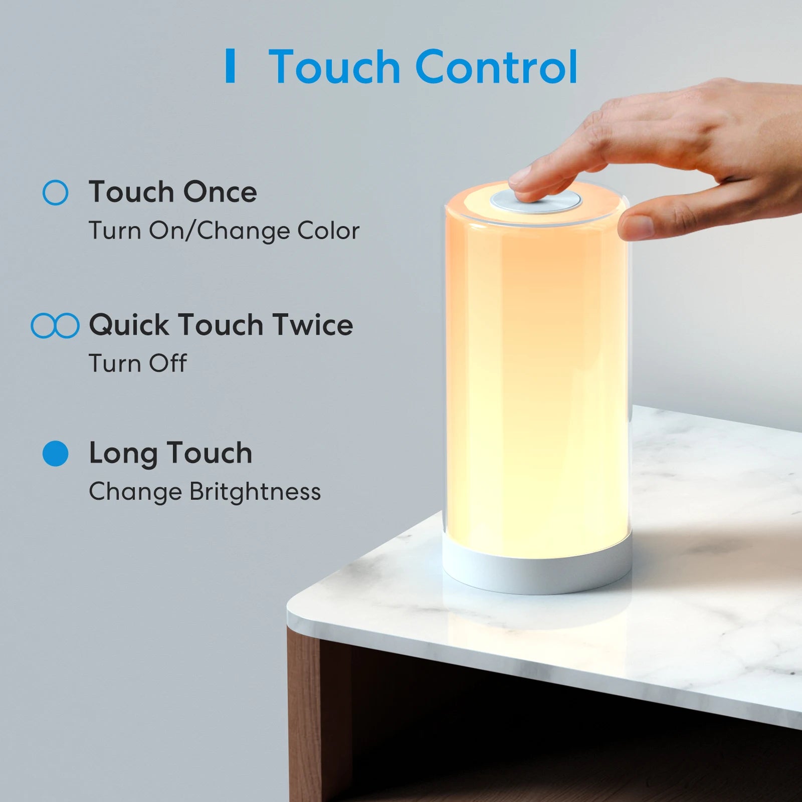 Lampe de Chevet WiFi Meross MSL430 - RGBWW - Variateur Tactile - 2700K-6500K - HomeKit & Alexa