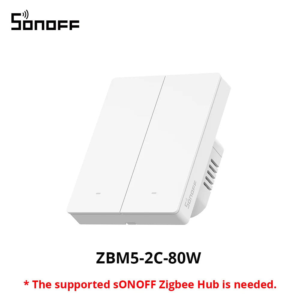 Interrupteur Mural Zigbee SONOFF ZBM5 - 1/2/3 Boutons - Avec ou Sans Neutre - Detach Relay - Format 80/86mm