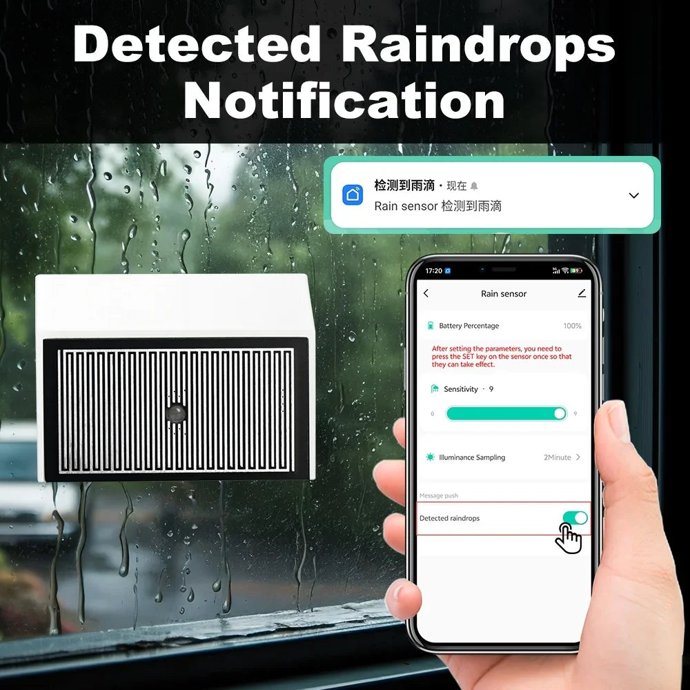Capteur de Pluie & Luminosité Zigbee Tuya - 2 en 1 - IPX4 Extérieur - Home Assistant Z2M