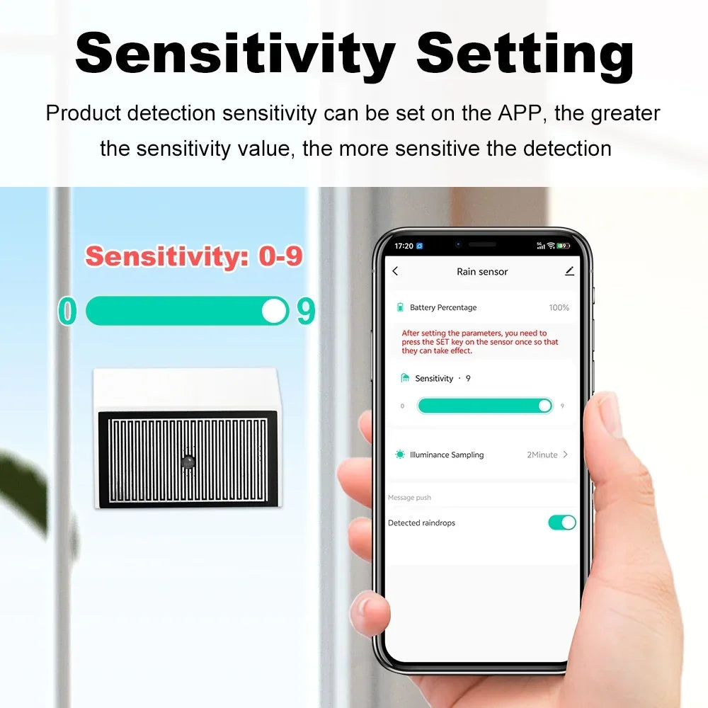 Capteur de Pluie & Luminosité Zigbee Tuya - 2 en 1 - IPX4 Extérieur - Home Assistant Z2M