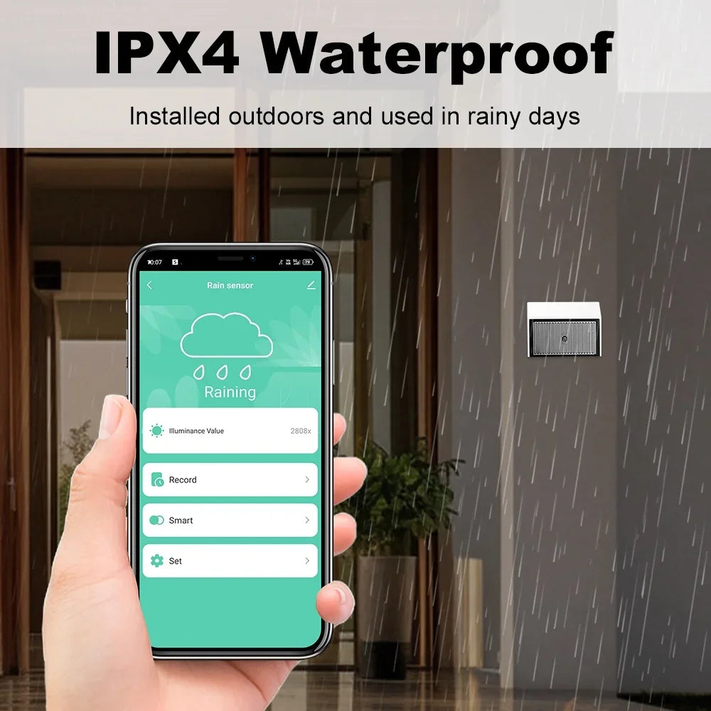 Capteur de Pluie & Luminosité Zigbee Tuya - 2 en 1 - IPX4 Extérieur - Home Assistant Z2M