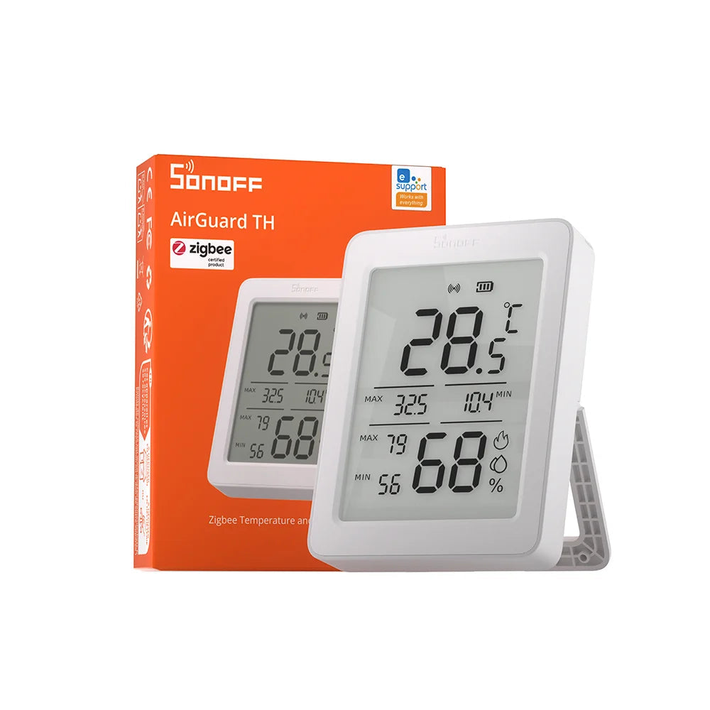 Pack de 2 Capteurs SONOFF SNZB-02DR2 AirGuard TH – Écran LCD 3,6" – Température & Humidité – ZigBee 3.0 – Compatible Apple Home via Matter Bridge