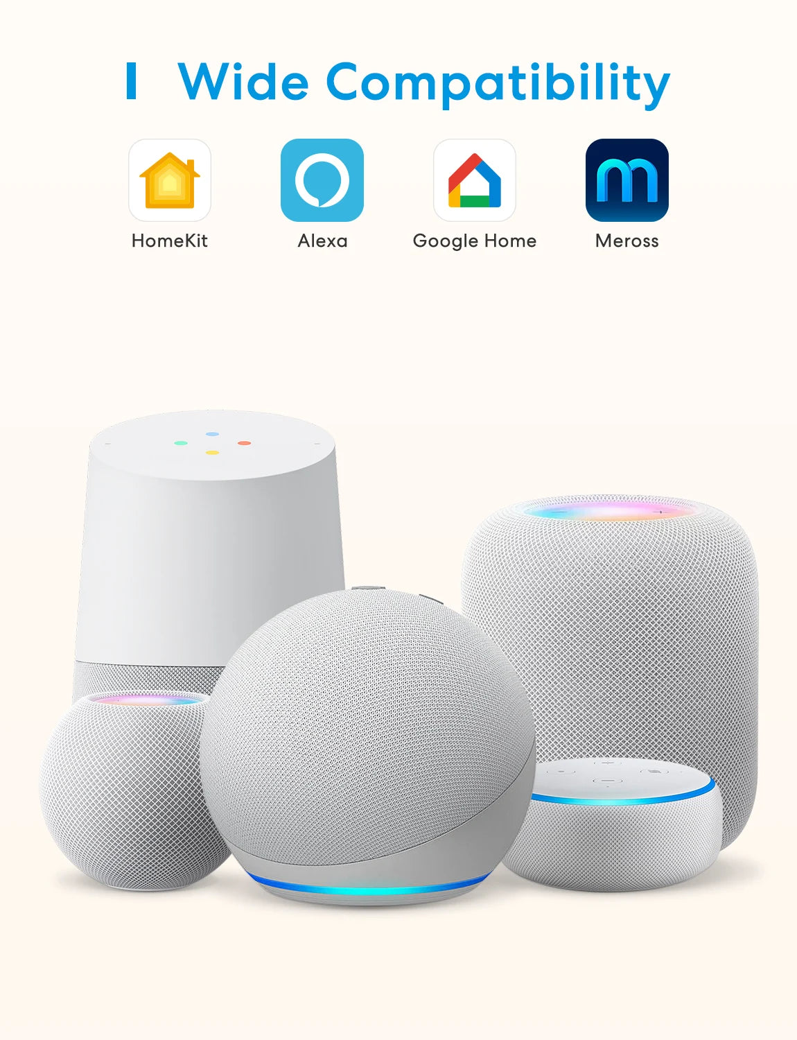 Hub WiFi Meross MSH400 - Passerelle 433 MHz - 24 Appareils - Alarme 110dB - HomeKit & Alexa