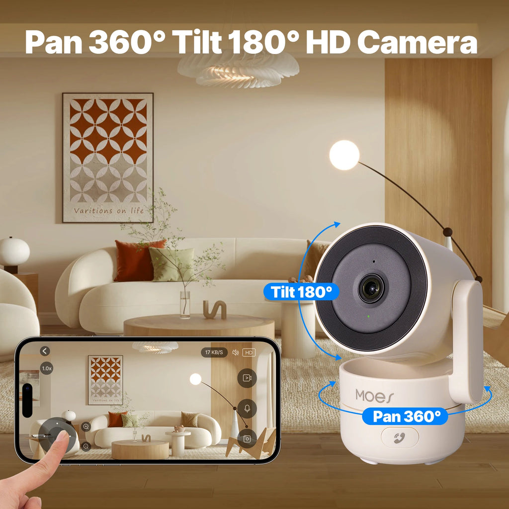 Caméra Intérieure WiFi MOES P52 - 1080P PTZ 360° - Suivi Automatique - Vision Nocturne