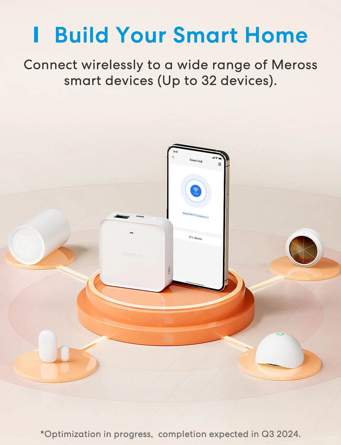 Hub WiFi Meross MSH400 - Passerelle 433 MHz - 24 Appareils - Alarme 110dB - HomeKit & Alexa