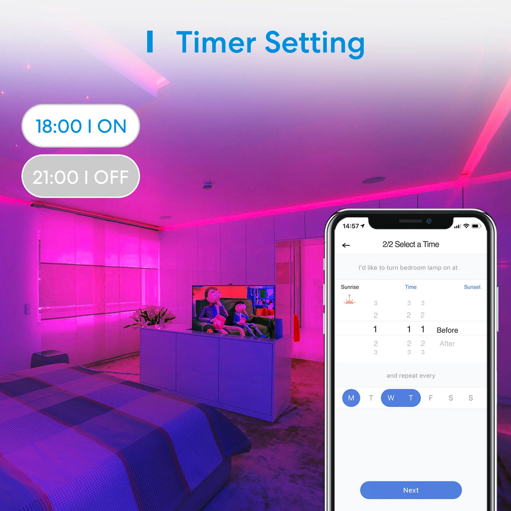 Ruban LED Connecté WiFi Meross RGBWW 5m - 16M Couleurs - HomeKit & Alexa - Sans Hub