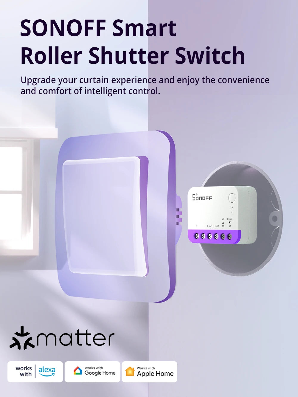 Module Volet Roulant Matter SONOFF MINI-RBS - WiFi - Controle % - Calibration Auto - HomeKit & Alexa