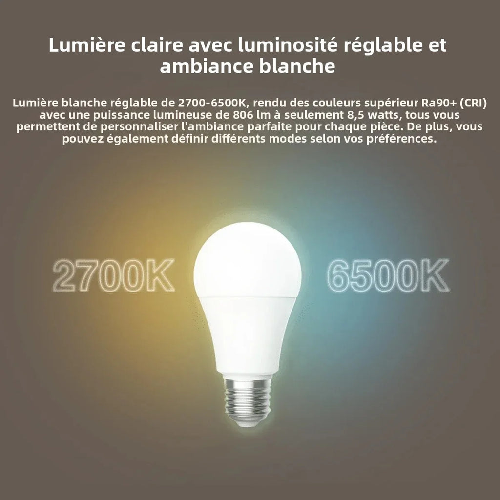 Ampoule Connectée Zigbee Aqara LED Bulb T1 - E27 - Blanc Réglable 2700K-6500K - HomeKit