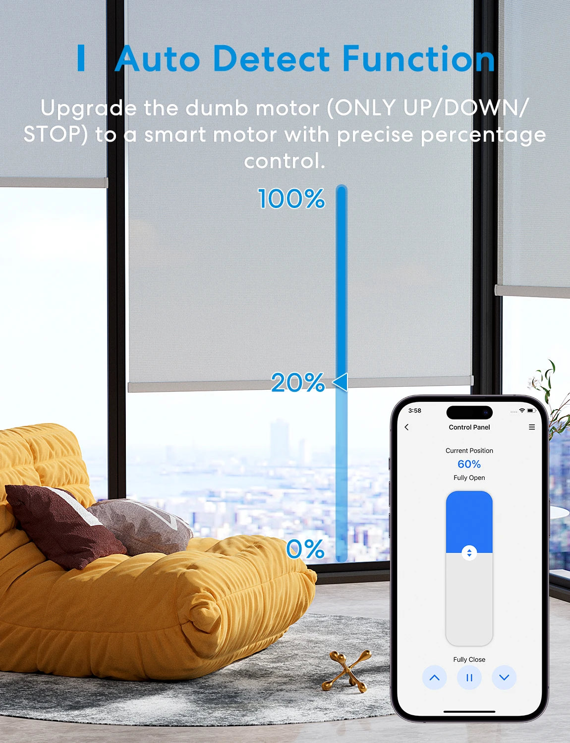 Interrupteur Volet Roulant Matter Meross MRS105 - WiFi - Calibration Auto - HomeKit & Alexa - Neutre